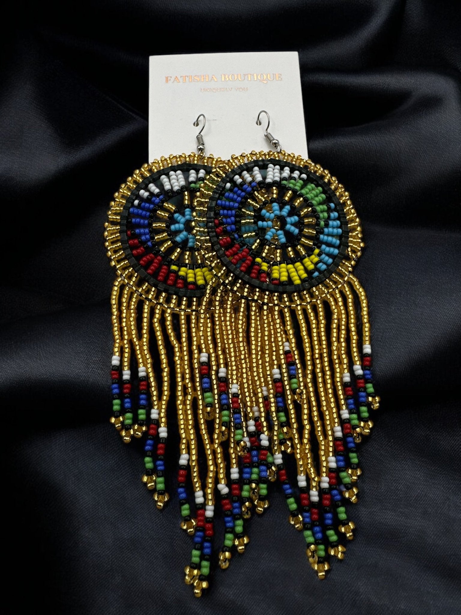 Authentic African Maasai Zulu Tribal Ethnic Long Tassel Dangle Earrings - Fatisha Boutique