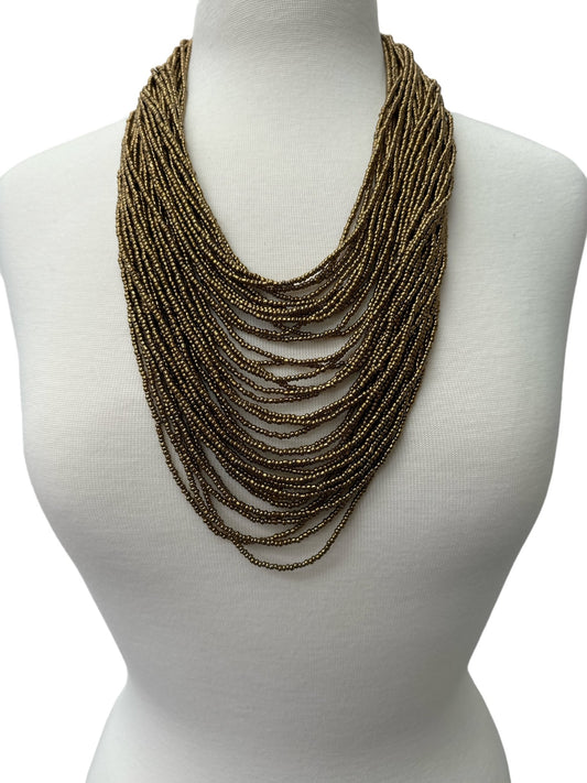 Authentic African Multi Strand Gold Beaded Necklaces - Fatisha Boutique
