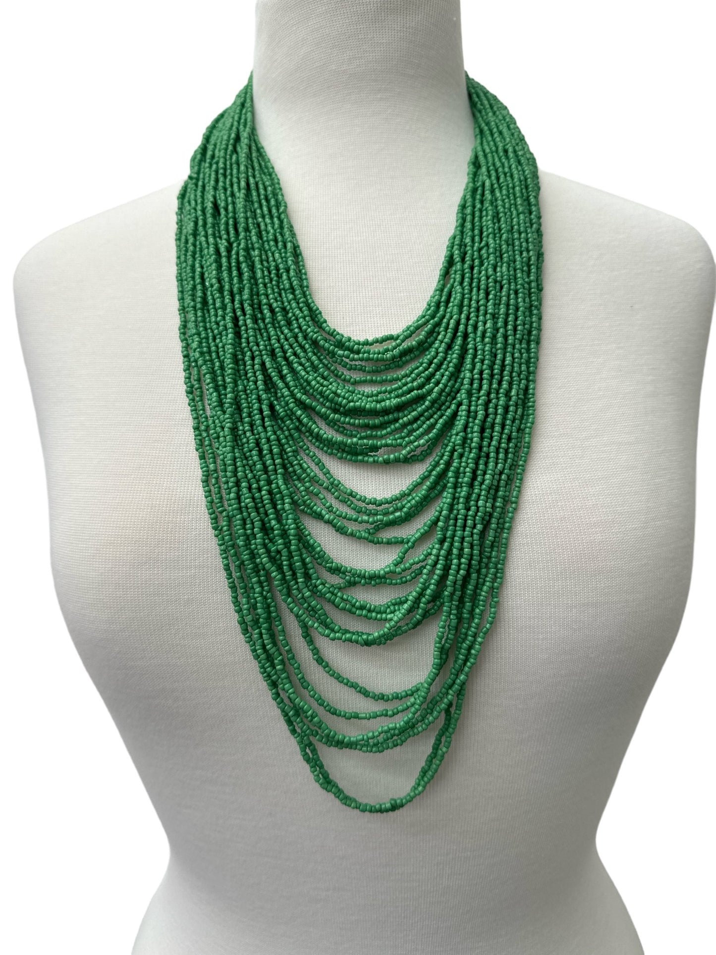 Authentic African Multi Strand Green Beaded Necklaces - Fatisha Boutique