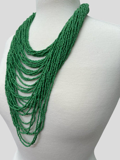 Authentic African Multi Strand Green Beaded Necklaces - Fatisha Boutique