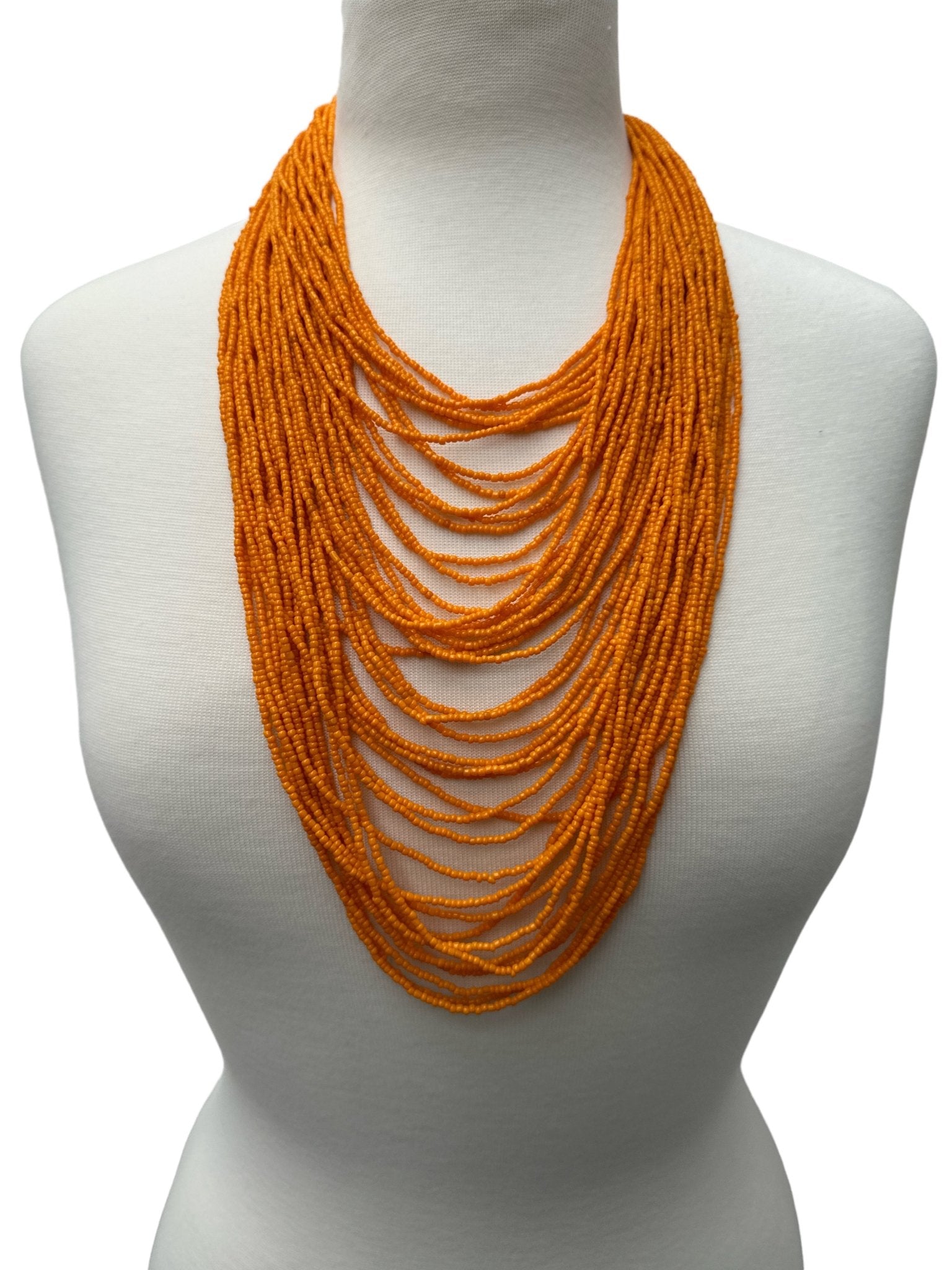Authentic African Multi Strand Orange Beaded Necklaces - Fatisha Boutique