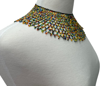 Authentic African Multicolour Beaded Collar Ethnic Statement Necklace - Fatisha Boutique