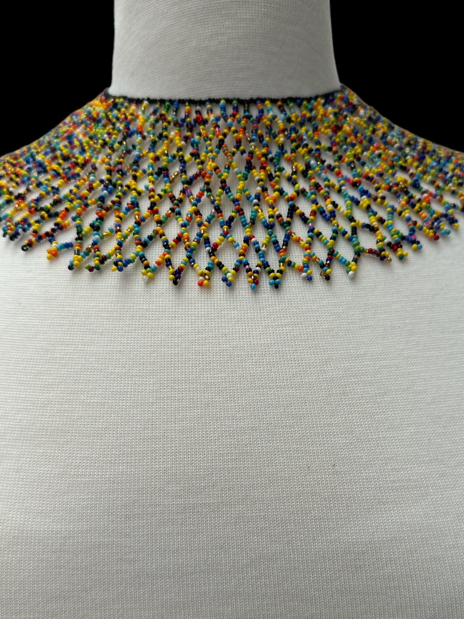 Authentic African Multicolour Beaded Collar Ethnic Statement Necklace - Fatisha Boutique
