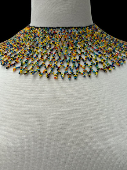 Authentic African Multicolour Beaded Collar Ethnic Statement Necklace - Fatisha Boutique