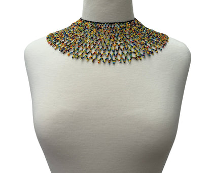 Authentic African Multicolour Beaded Collar Ethnic Statement Necklace - Fatisha Boutique
