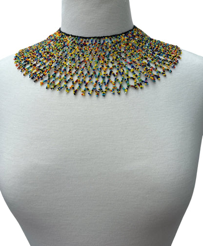 Authentic African Multicolour Beaded Collar Ethnic Statement Necklace - Fatisha Boutique