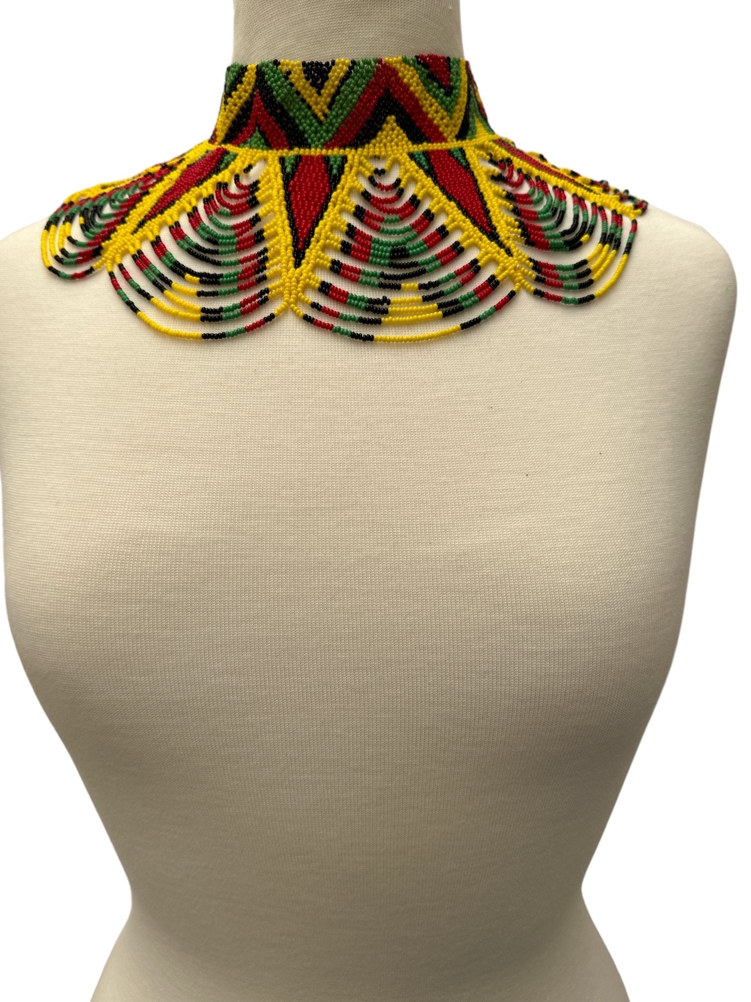 Authentic African Multicolour Beaded Ethnic Collar Choker Necklace - Fatisha Boutique