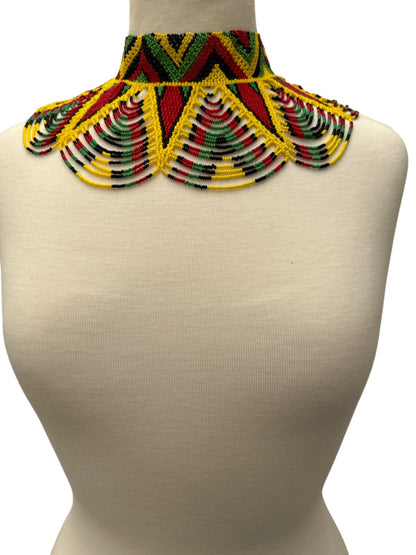 Authentic African Multicolour Beaded Ethnic Collar Choker Necklace - Fatisha Boutique
