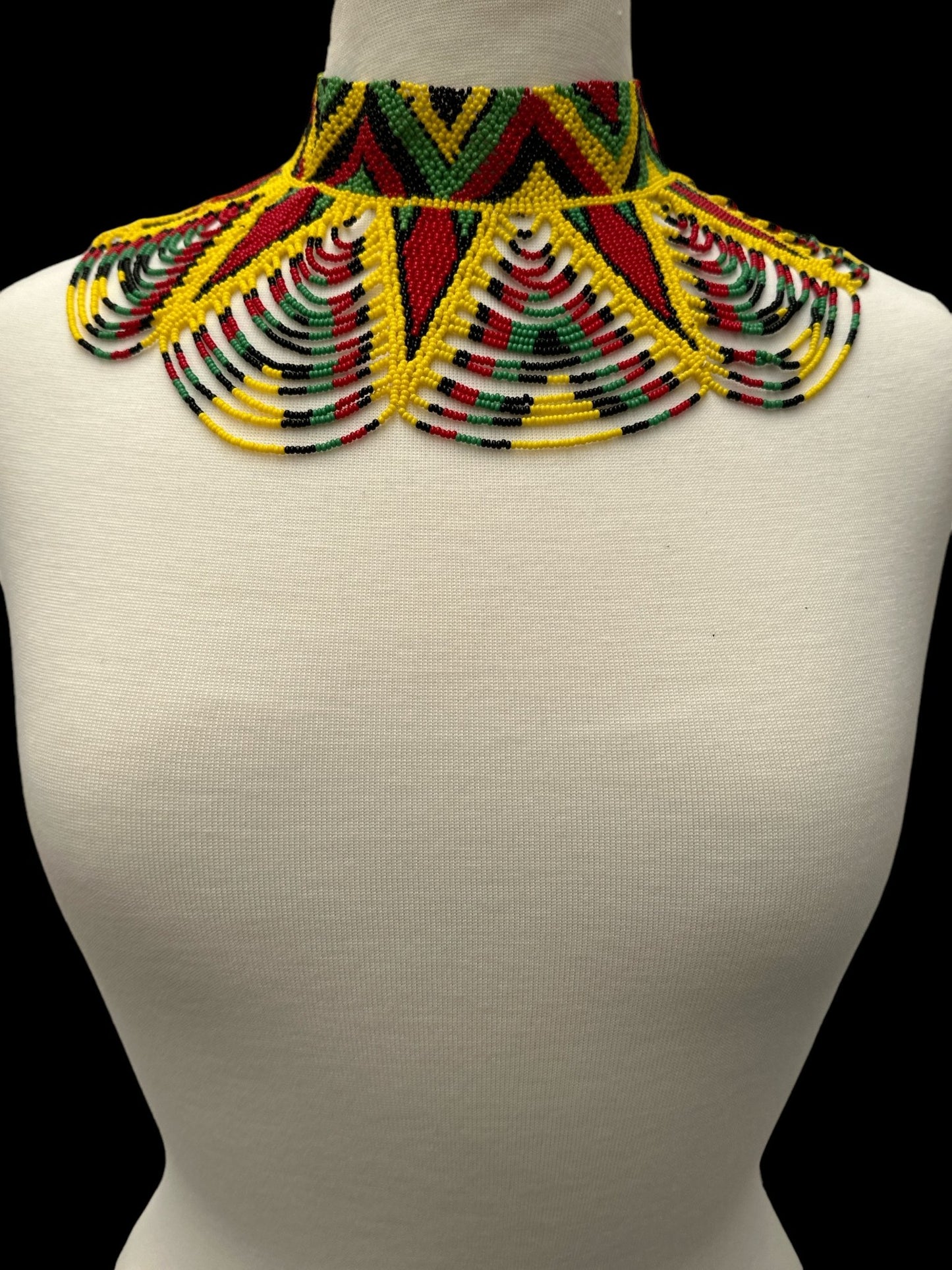 Authentic African Multicolour Beaded Ethnic Collar Choker Necklace - Fatisha Boutique