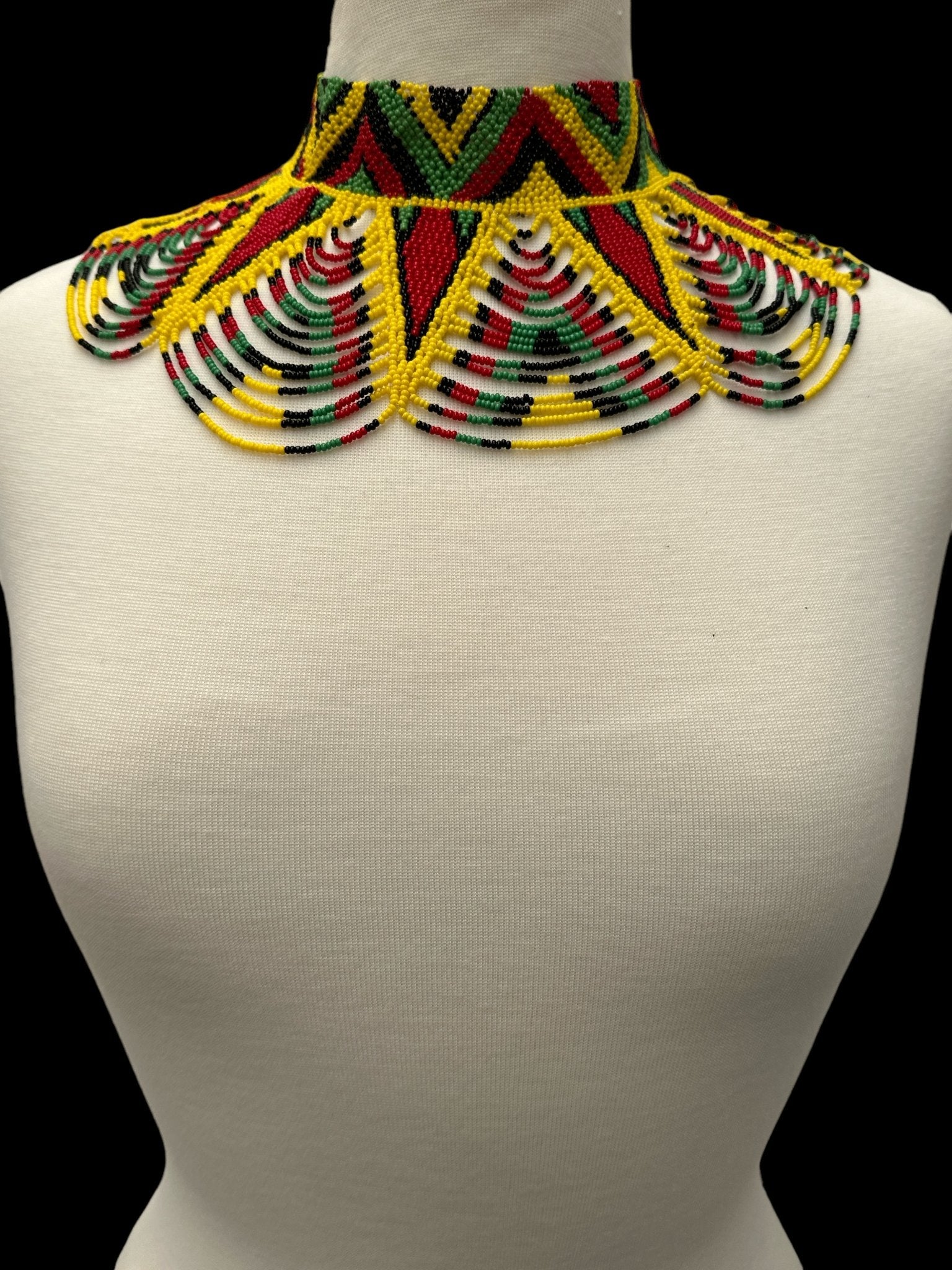 Authentic African Multicolour Beaded Ethnic Collar Choker Necklace - Fatisha Boutique