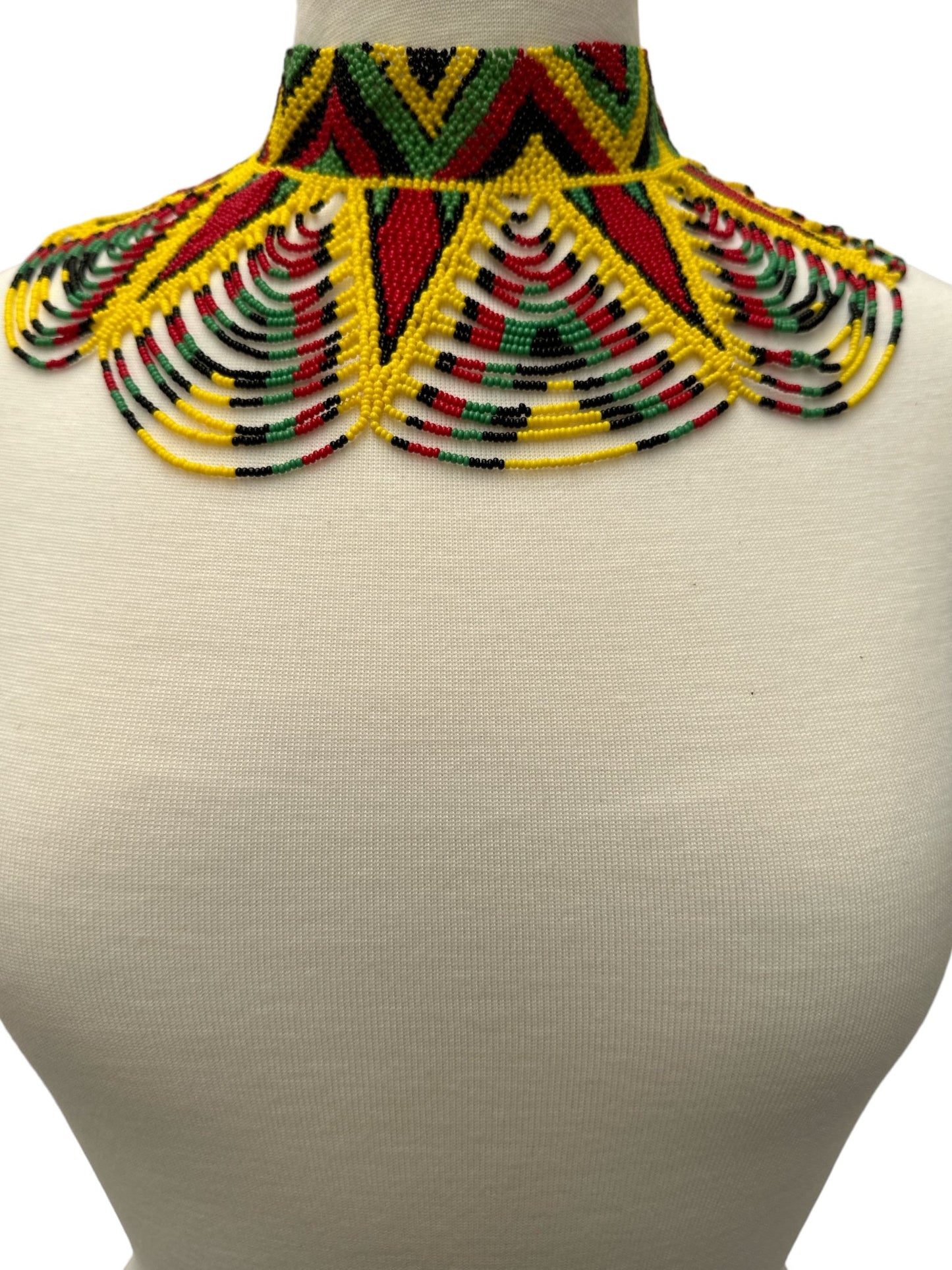 Authentic African Multicolour Beaded Ethnic Collar Choker Necklace - Fatisha Boutique