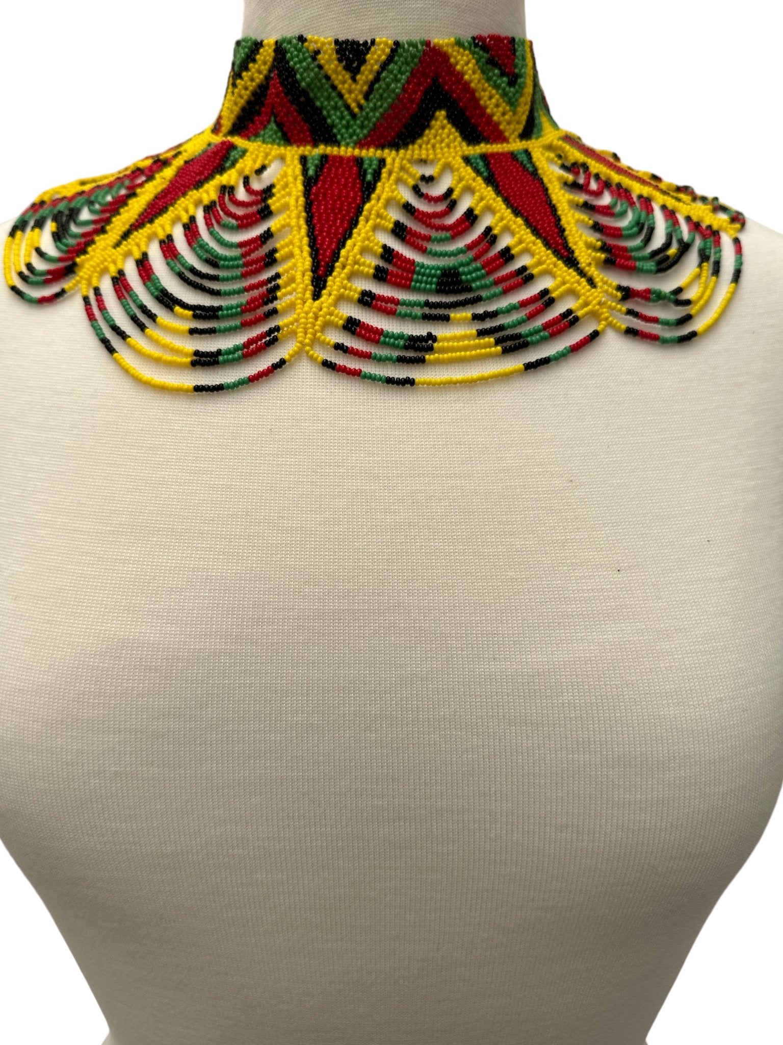 Authentic African Multicolour Beaded Ethnic Collar Choker Necklace - Fatisha Boutique