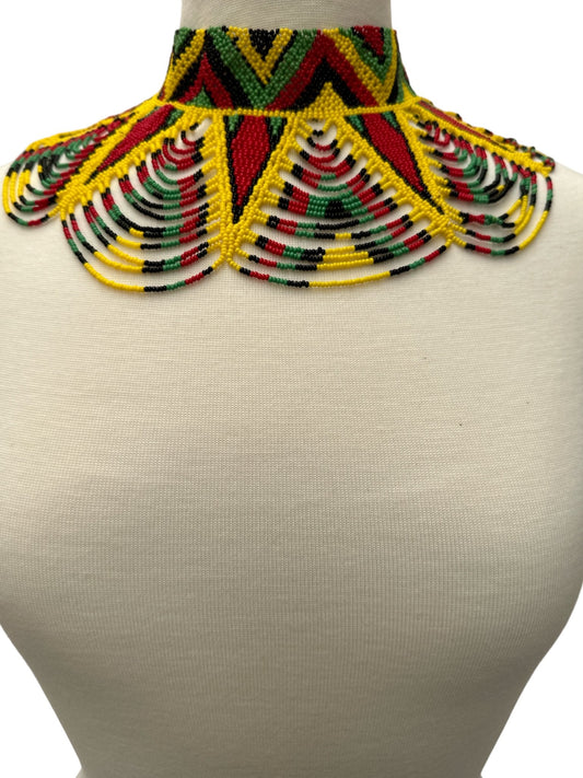Authentic African Multicolour Beaded Ethnic Collar Choker Necklace - Fatisha Boutique
