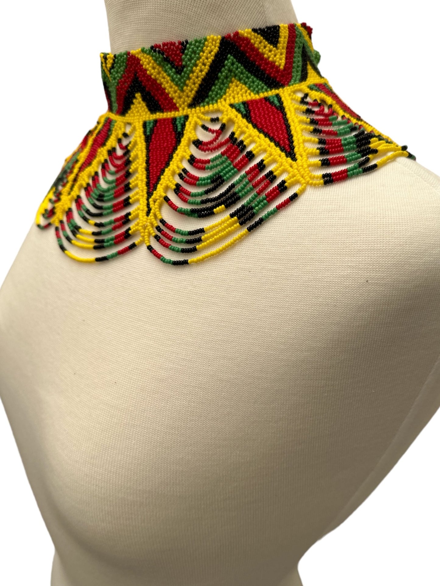 Authentic African Multicolour Beaded Ethnic Collar Choker Necklace - Fatisha Boutique