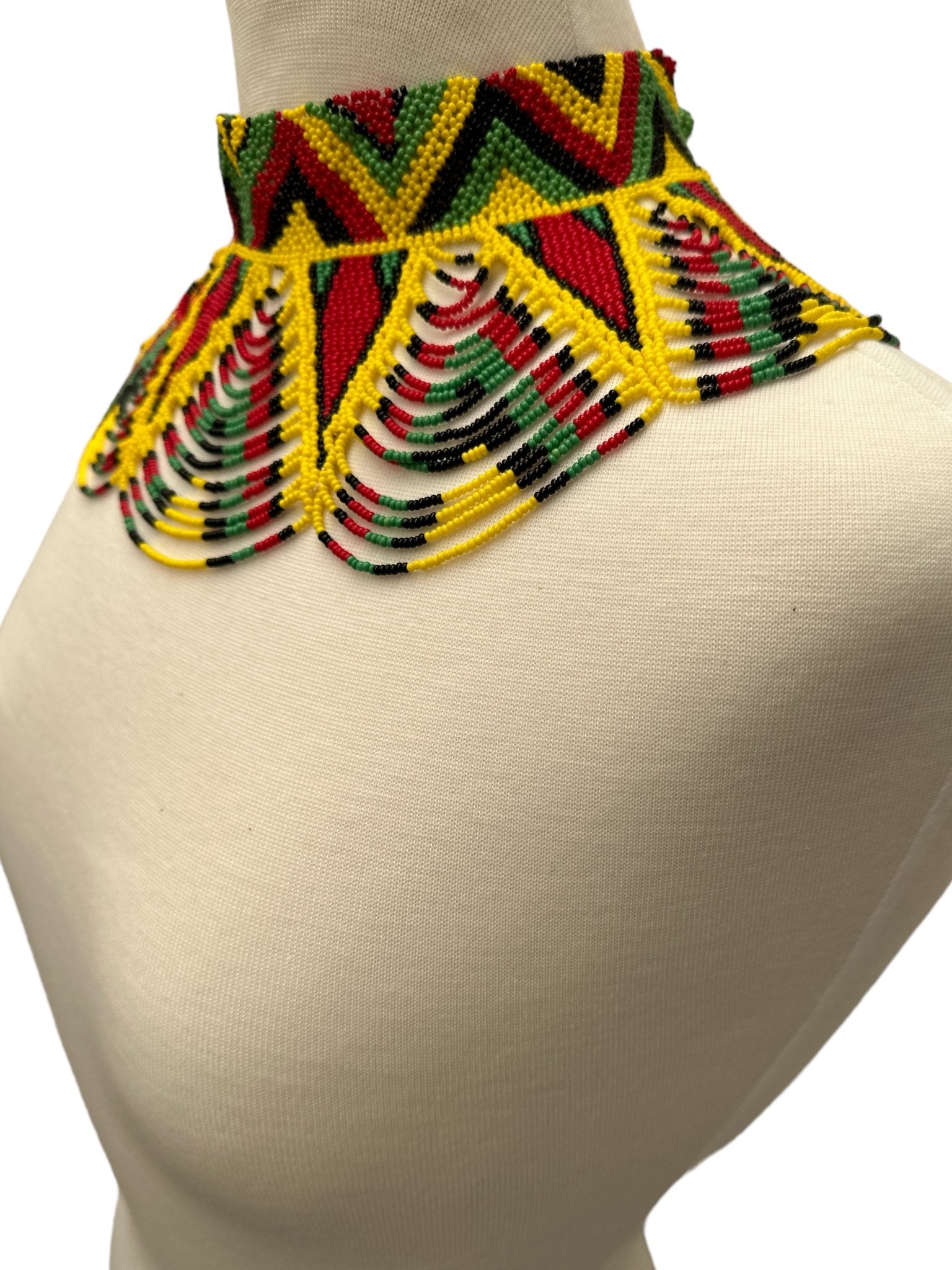Authentic African Multicolour Beaded Ethnic Collar Choker Necklace - Fatisha Boutique