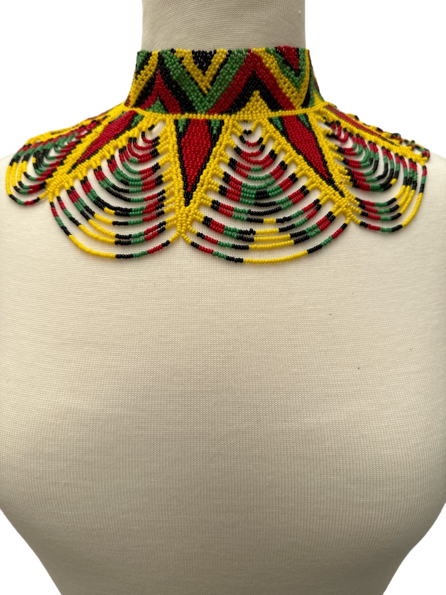 Authentic African Multicolour Beaded Ethnic Collar Choker Necklace - Fatisha Boutique