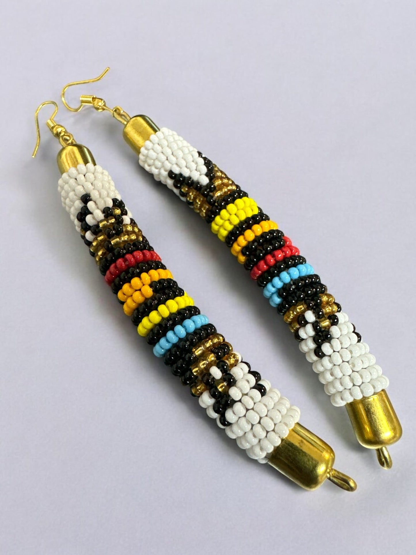 Authentic African Multicoloured Beaded Ethnic Dangle Earrings - Fatisha Boutique