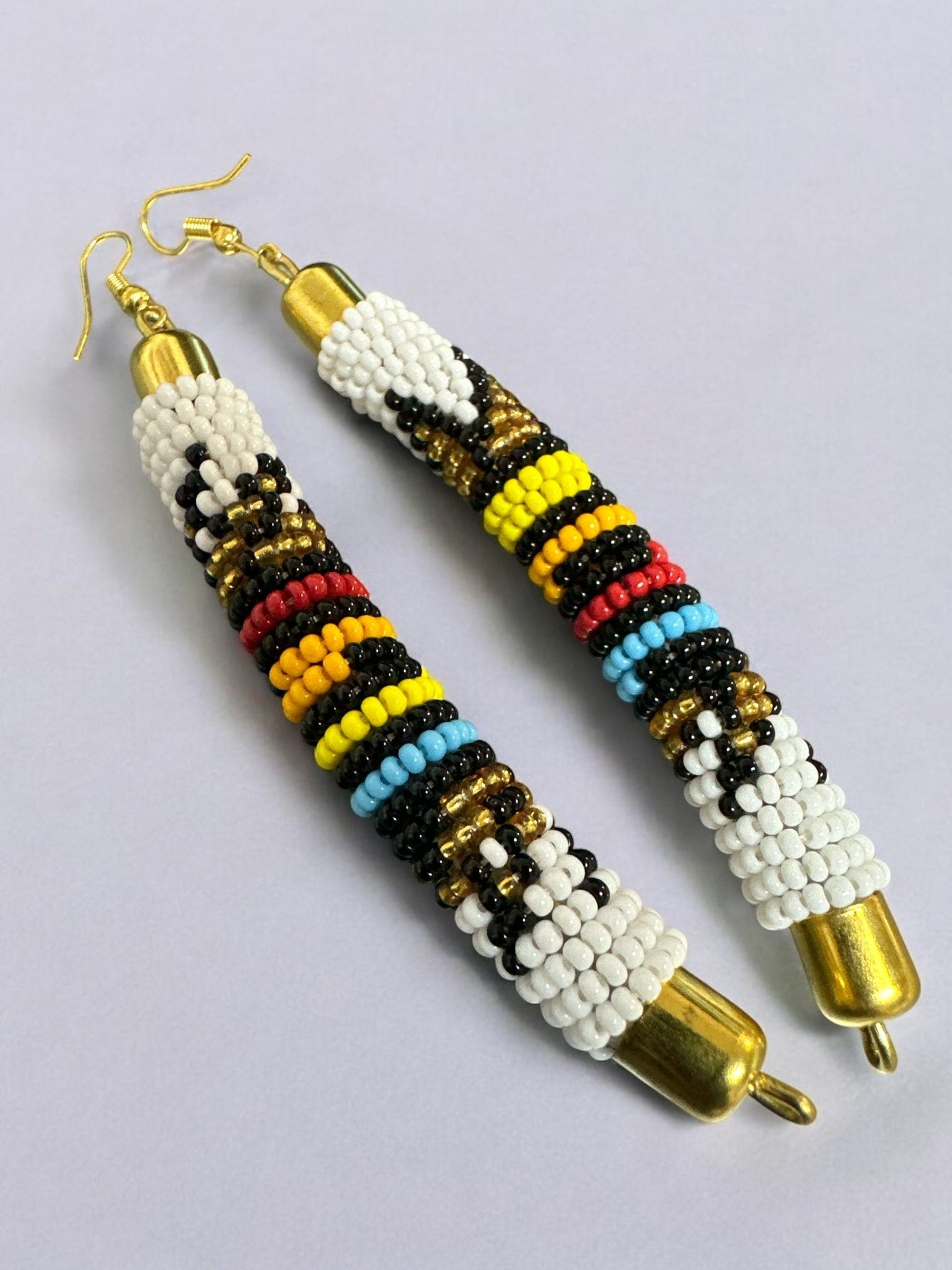 Authentic African Multicoloured Beaded Ethnic Dangle Earrings - Fatisha Boutique