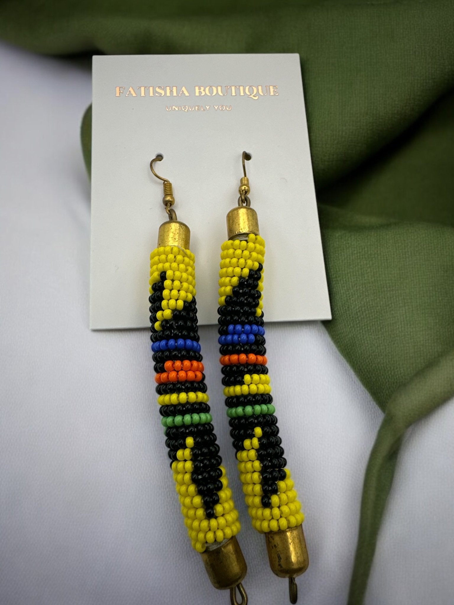 Authentic African Multicoloured Beaded Ethnic Dangle Earrings - Fatisha Boutique
