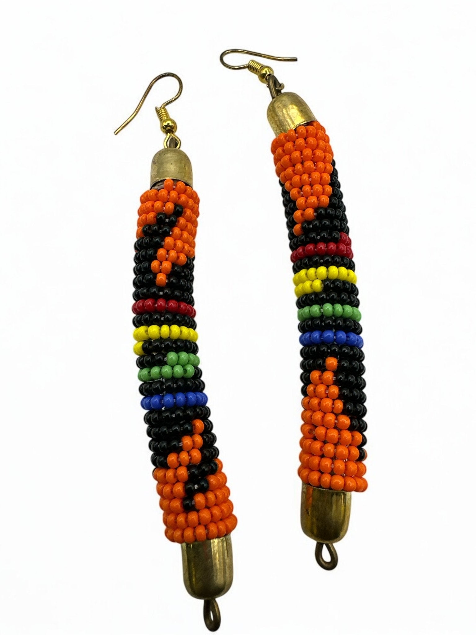 Authentic African Multicoloured Beaded Ethnic Dangle Earrings - Fatisha Boutique