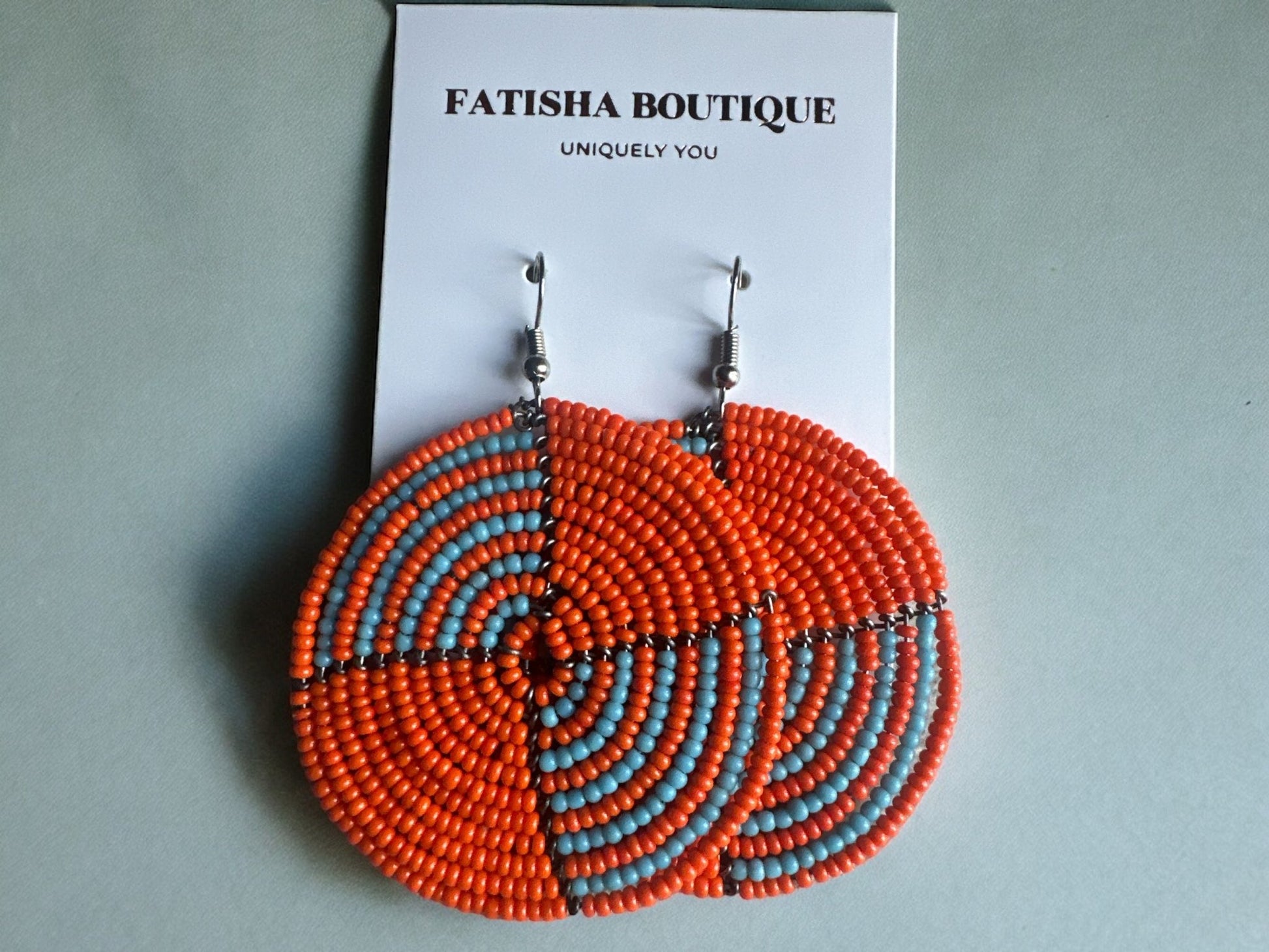 Authentic African Orange Beaded Dangle Earrings - Fatisha Boutique