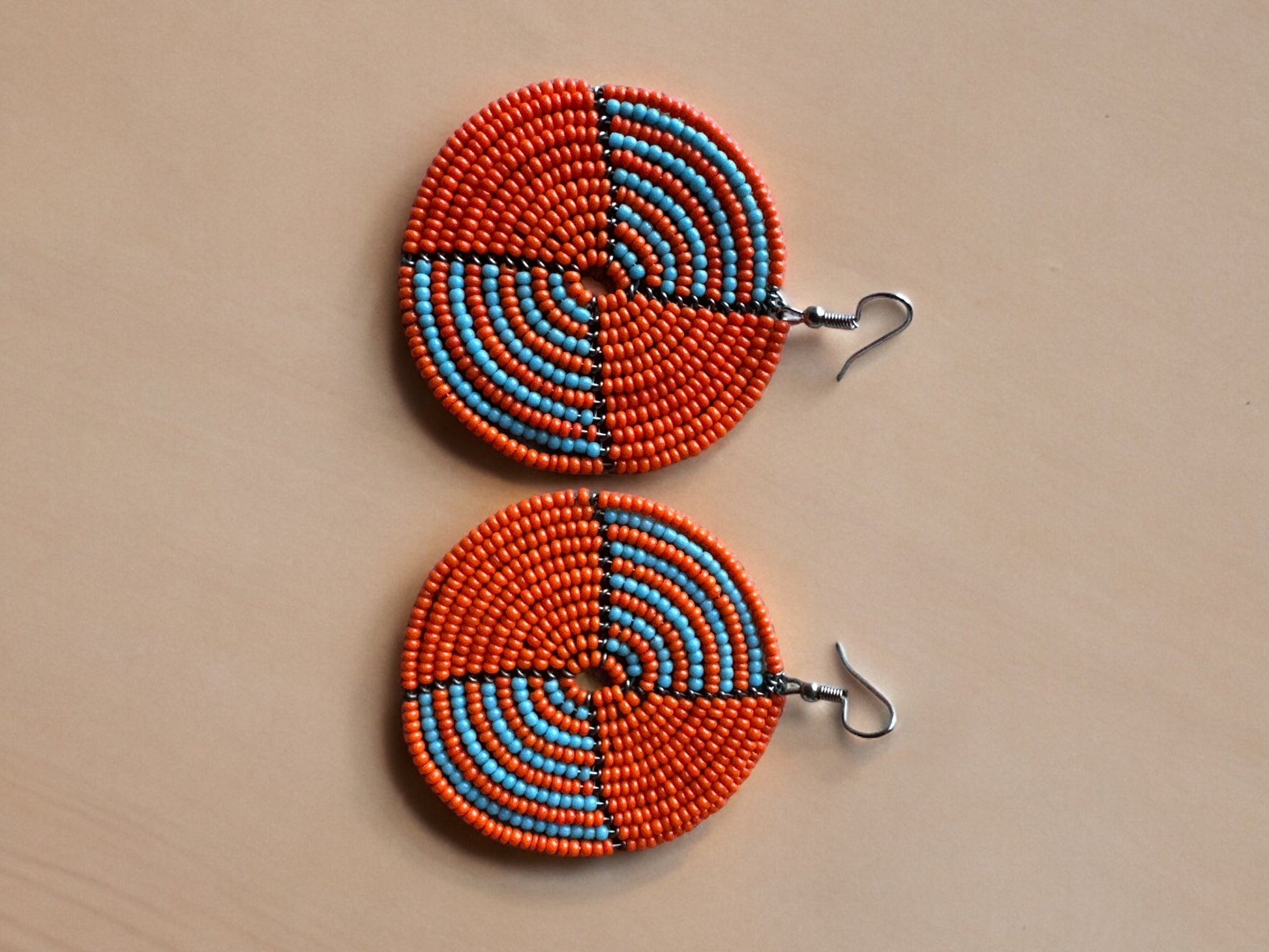 Authentic African Orange Beaded Dangle Earrings - Fatisha Boutique