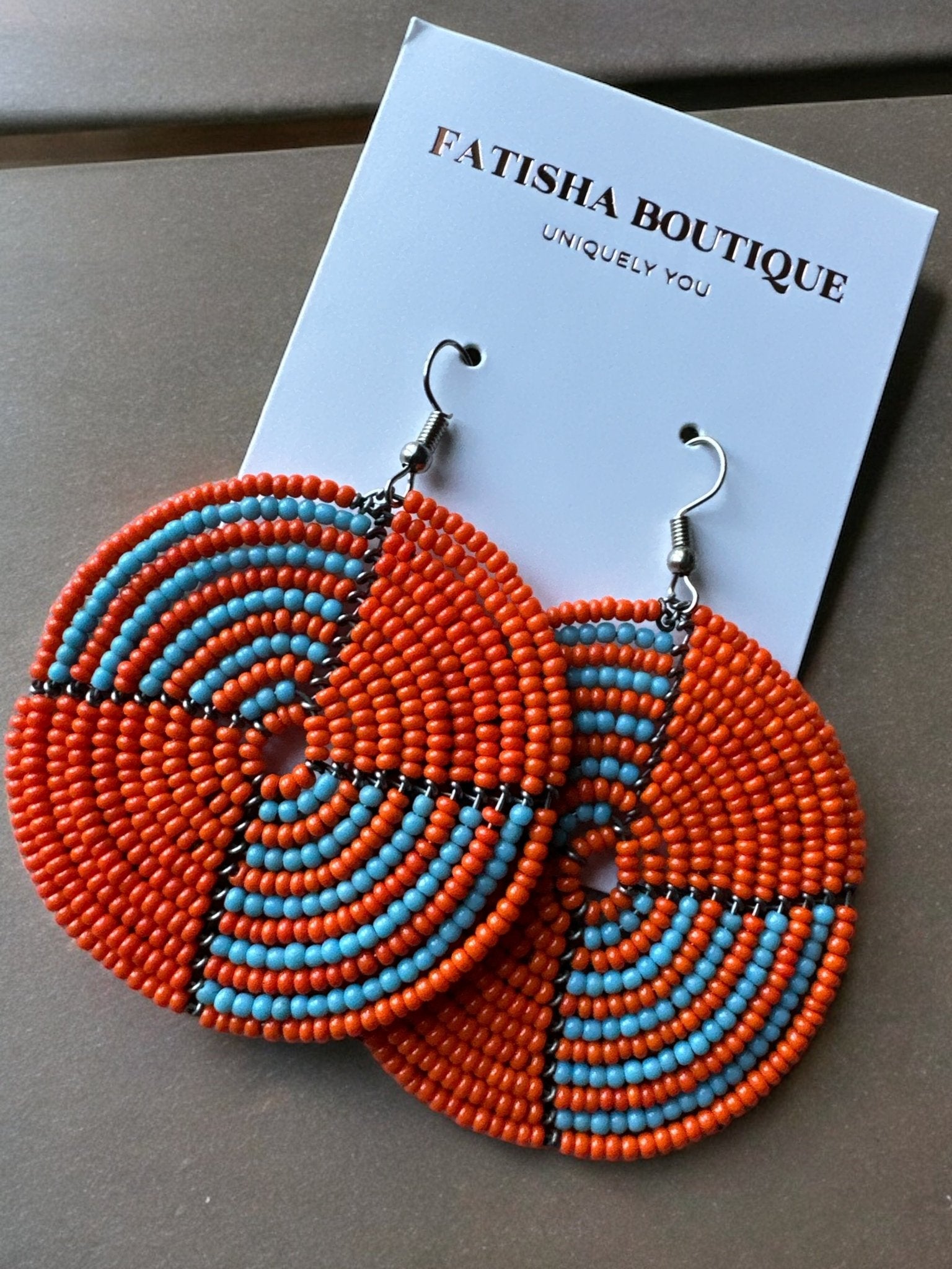 Authentic African Orange Beaded Dangle Earrings - Fatisha Boutique