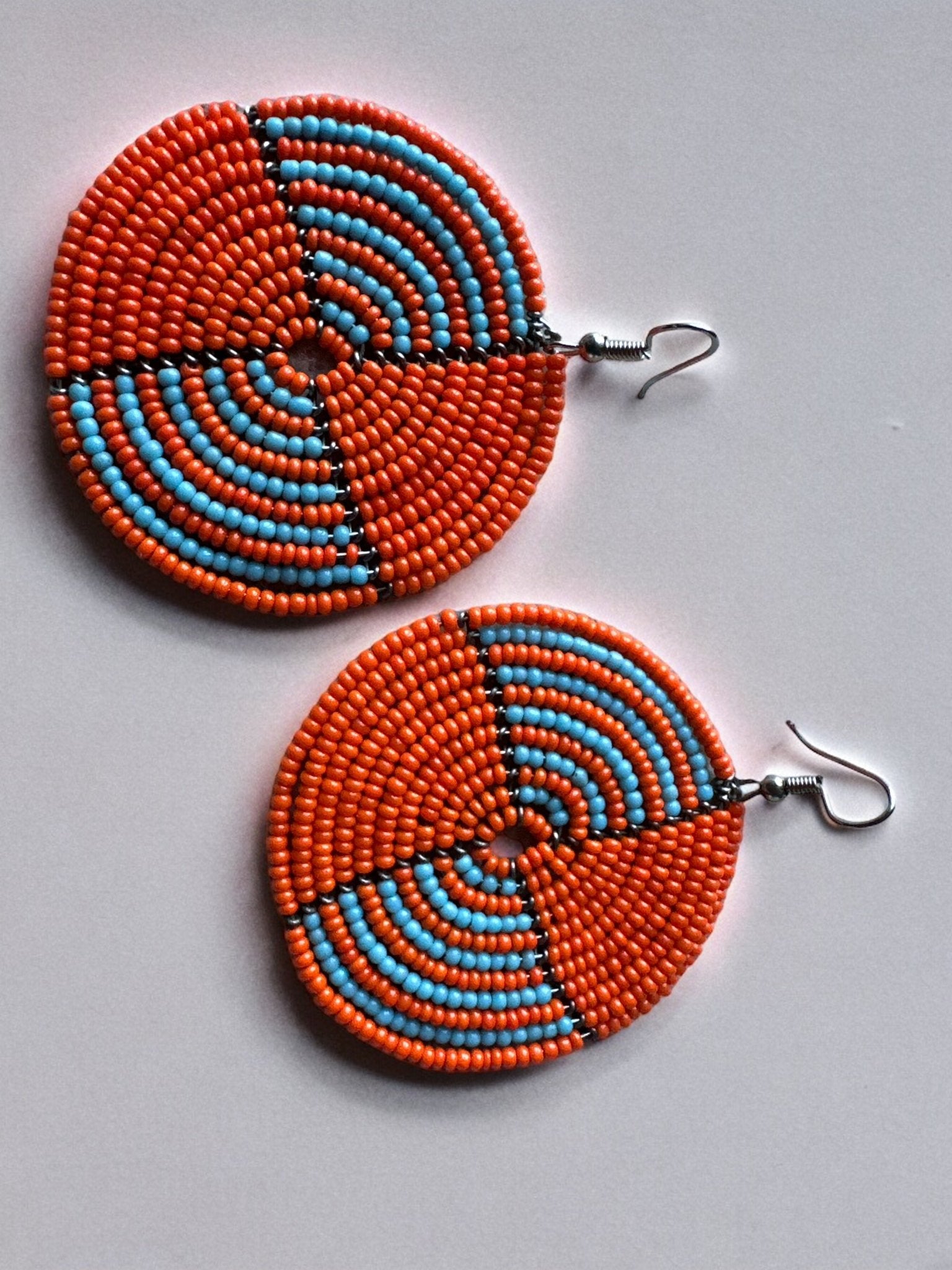 Authentic African Orange Beaded Dangle Earrings - Fatisha Boutique
