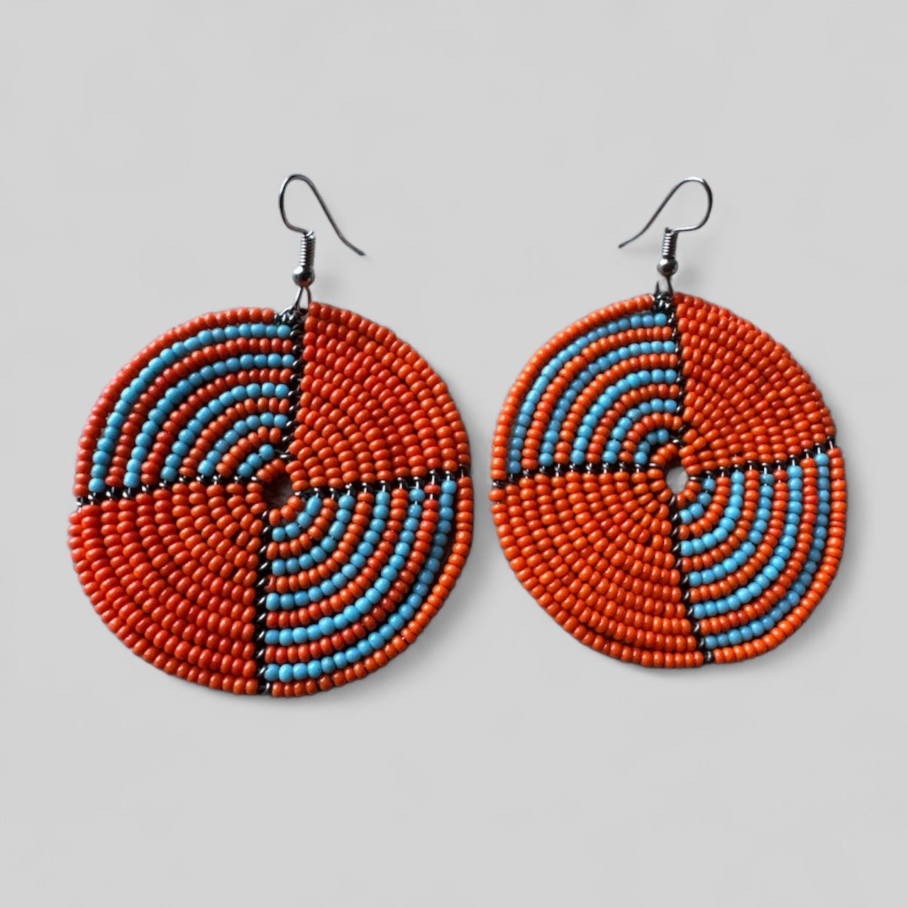 Authentic African Orange Beaded Dangle Earrings - Fatisha Boutique