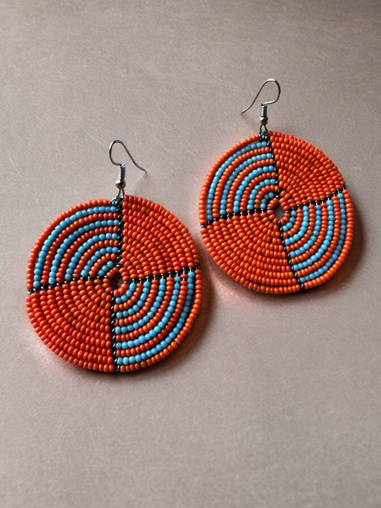 Authentic African Orange Beaded Dangle Earrings - Fatisha Boutique