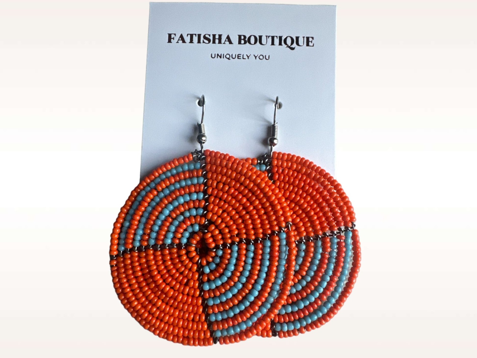 Authentic African Orange Beaded Dangle Earrings - Fatisha Boutique