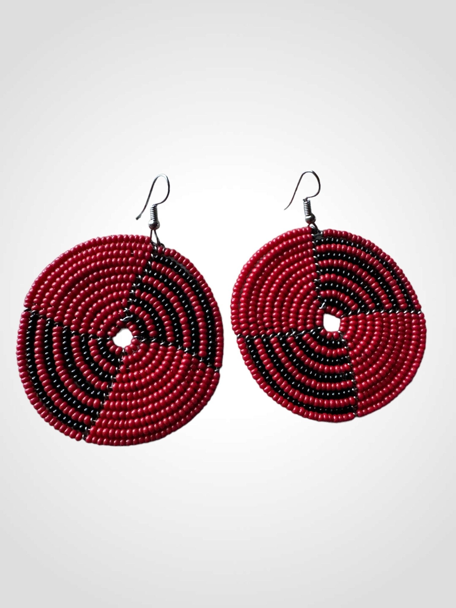 Authentic African Red Beaded Dangle Earrings - Fatisha Boutique