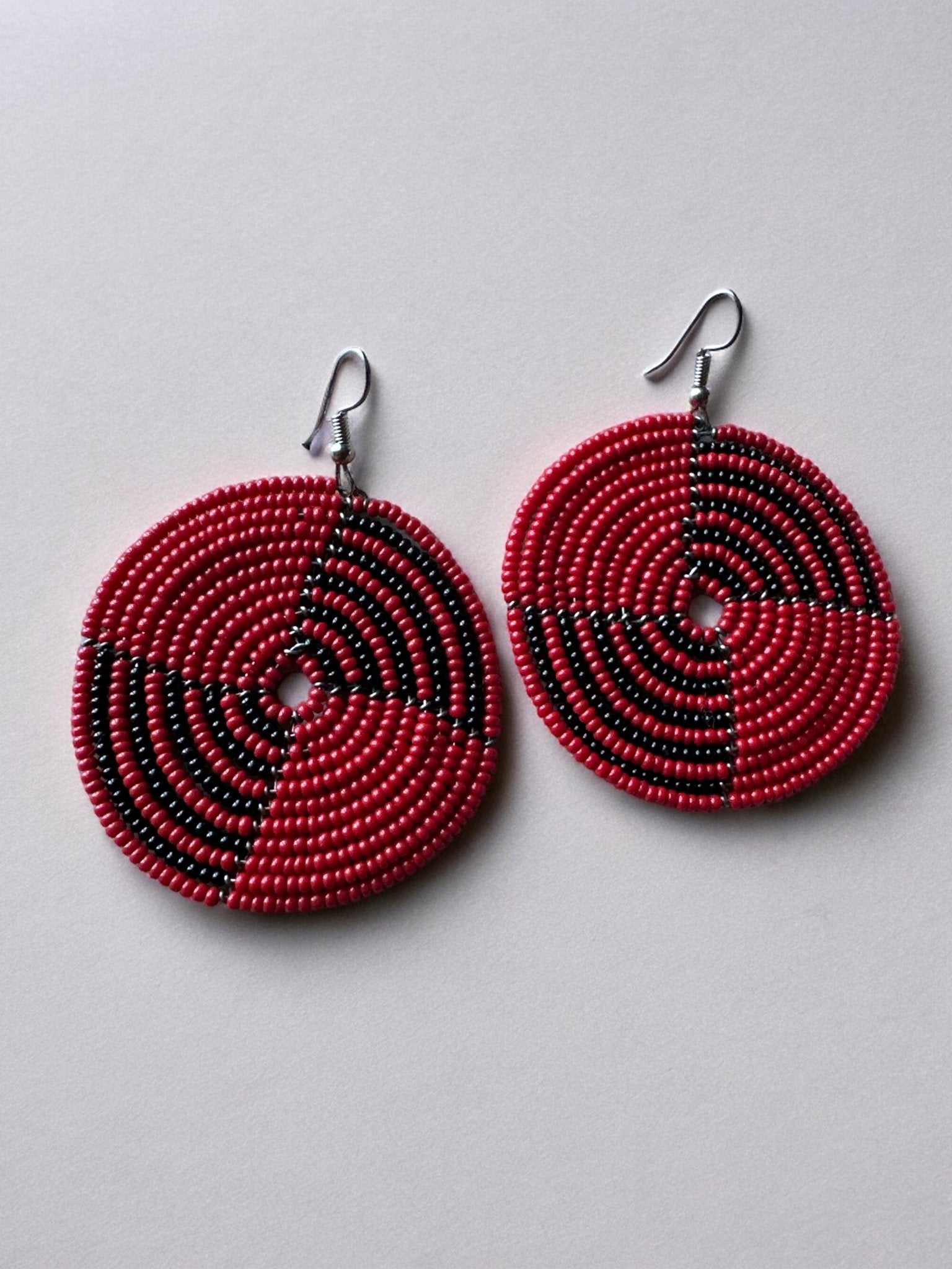 Authentic African Red Beaded Dangle Earrings - Fatisha Boutique