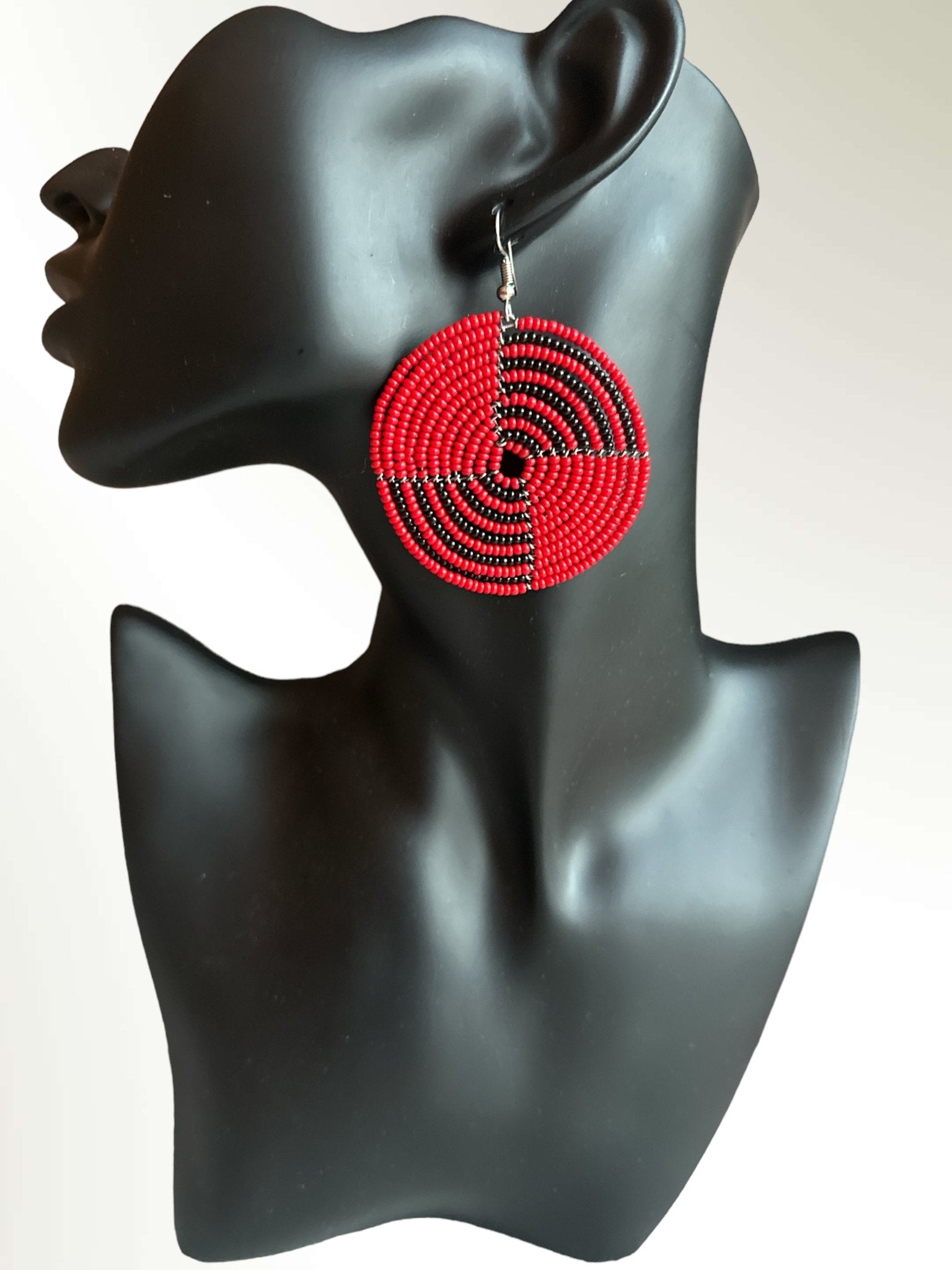 Authentic African Red Beaded Dangle Earrings - Fatisha Boutique