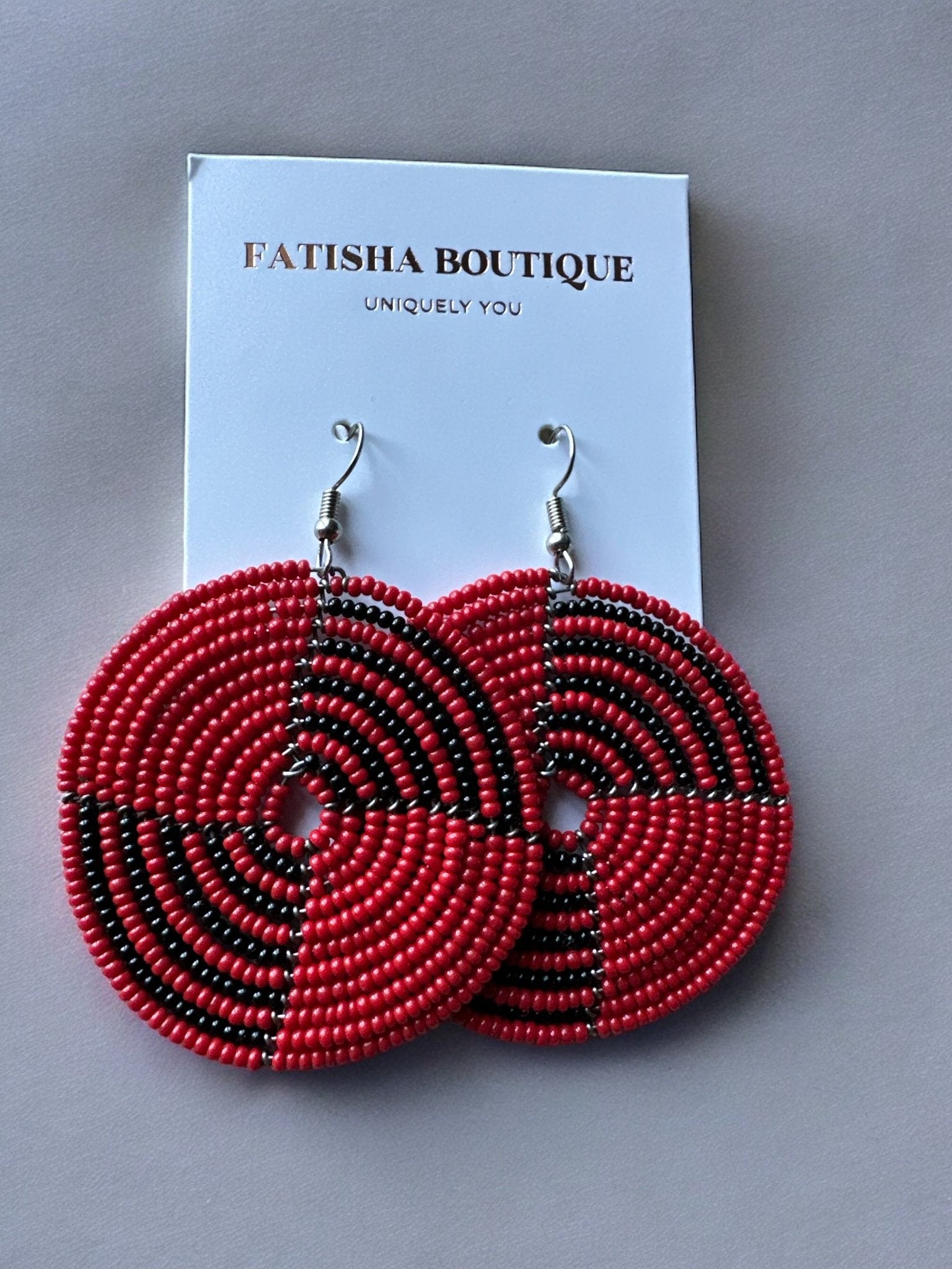 Authentic African Red Beaded Dangle Earrings - Fatisha Boutique