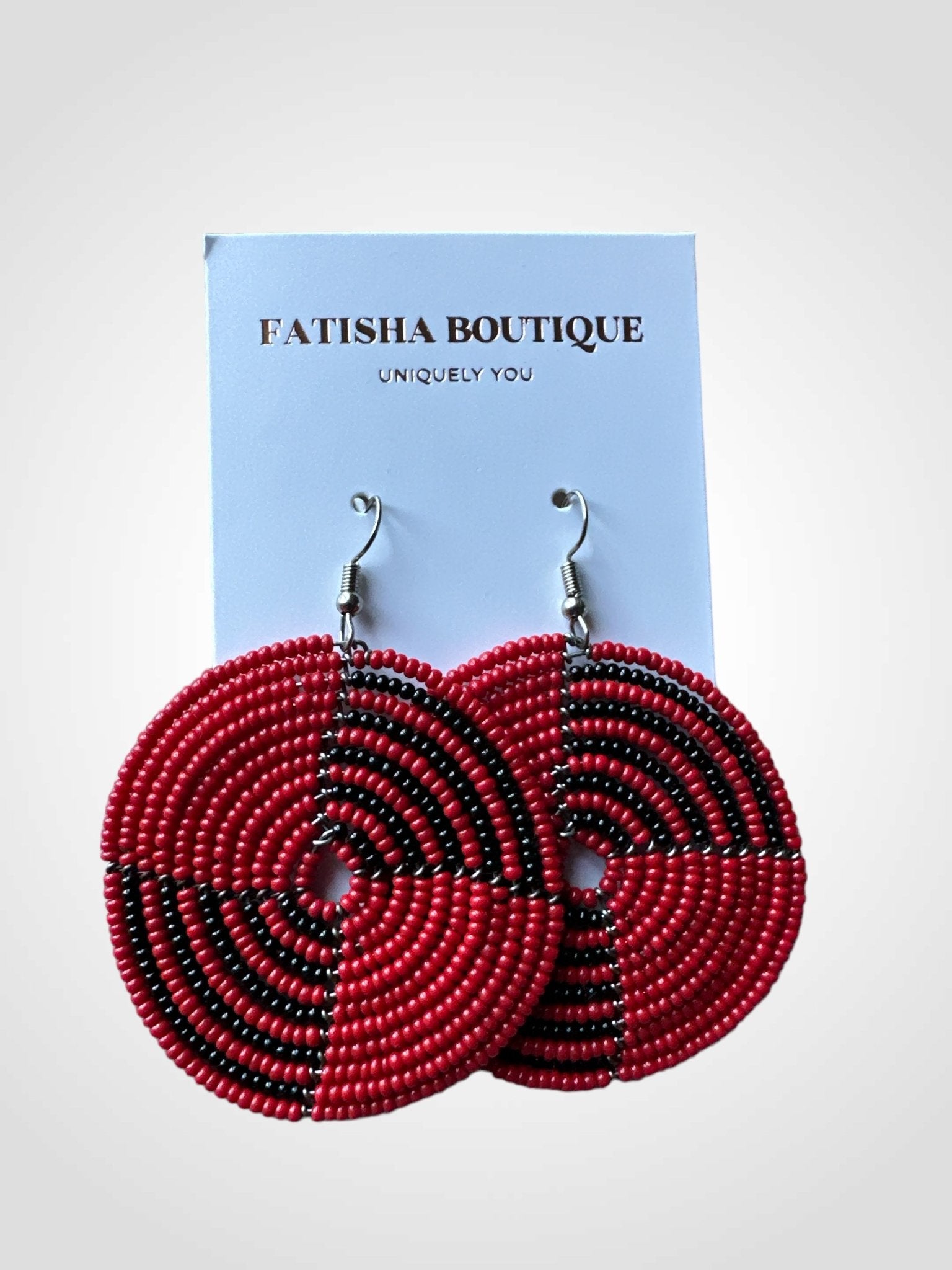 Authentic African Red Beaded Dangle Earrings - Fatisha Boutique