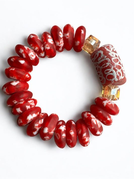Authentic African Red Korobo Beaded Bracelet - Fatisha Boutique