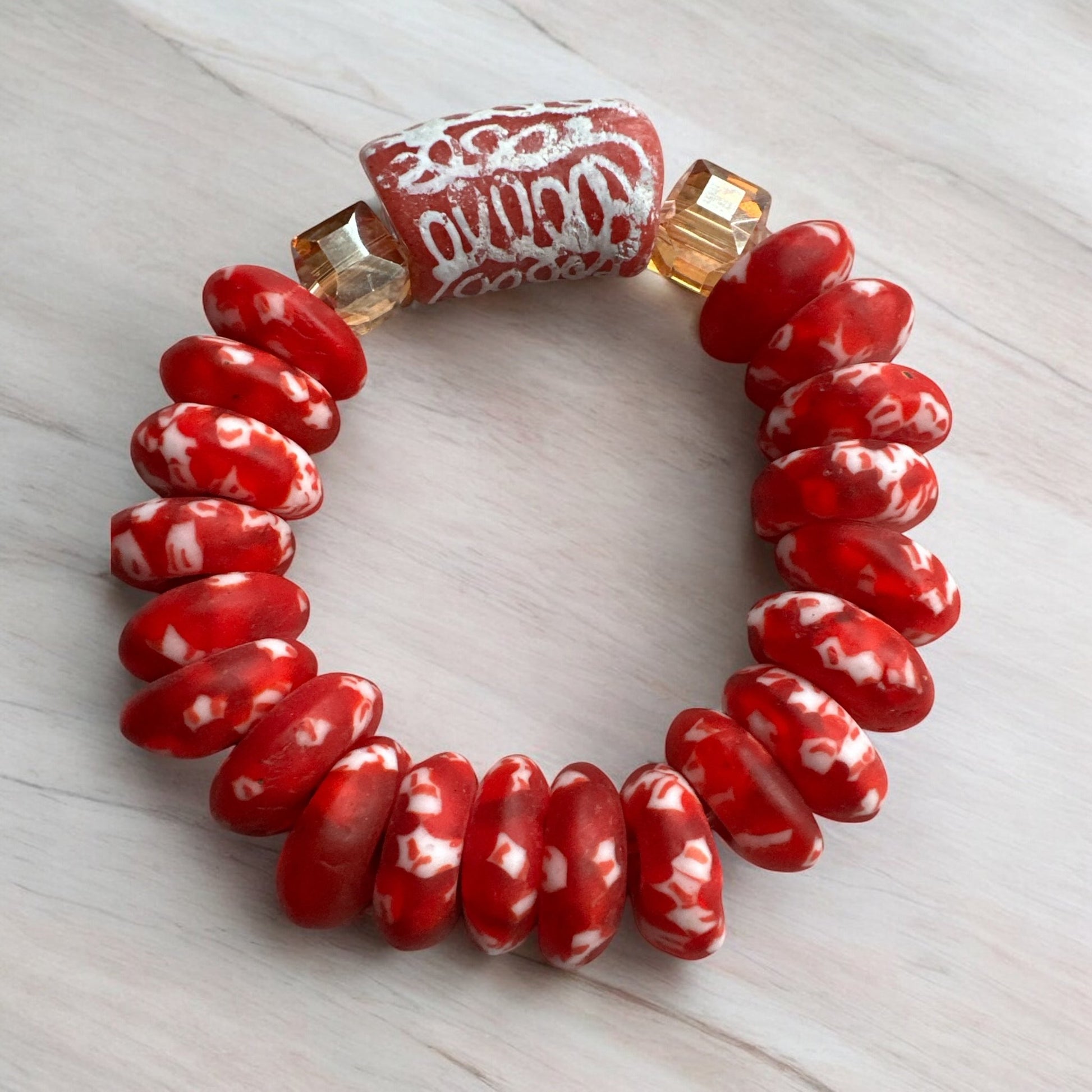 Authentic African Red Korobo Beaded Bracelet - Fatisha Boutique