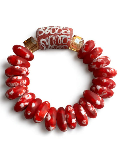 Authentic African Red Korobo Beaded Bracelet - Fatisha Boutique