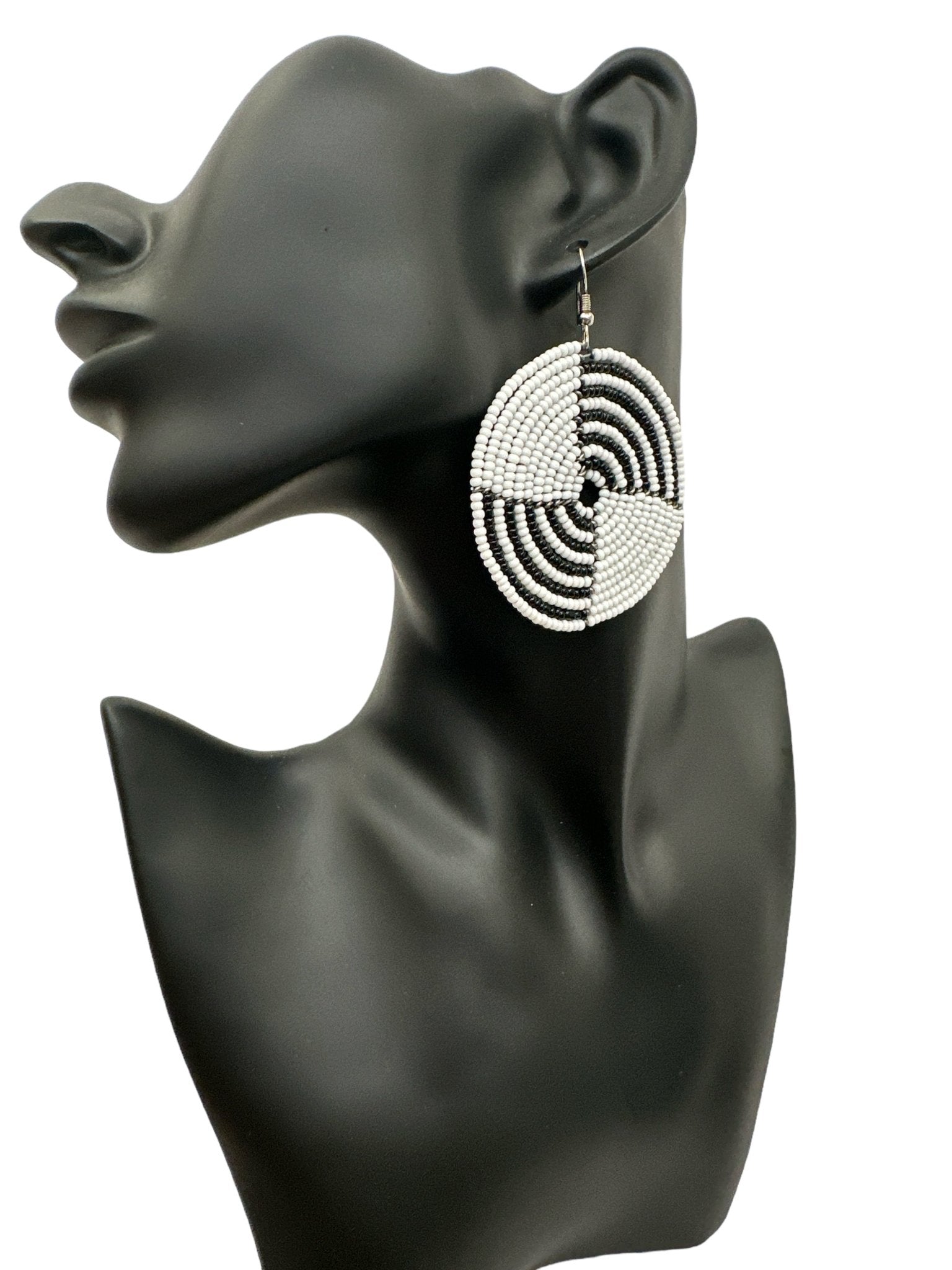 Authentic African White Beaded Dangle Earrings - Fatisha Boutique