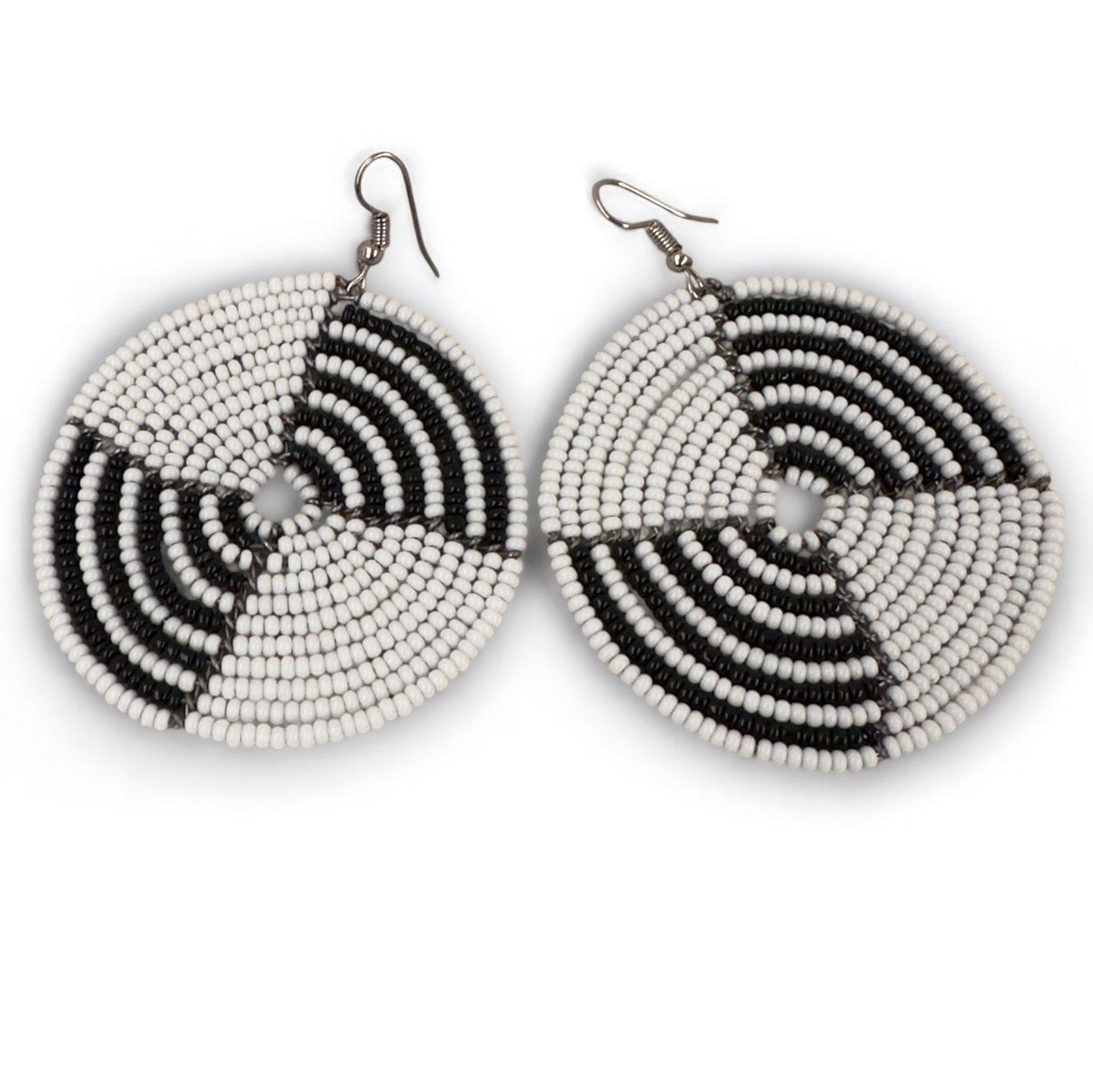 Authentic African White Beaded Dangle Earrings - Fatisha Boutique
