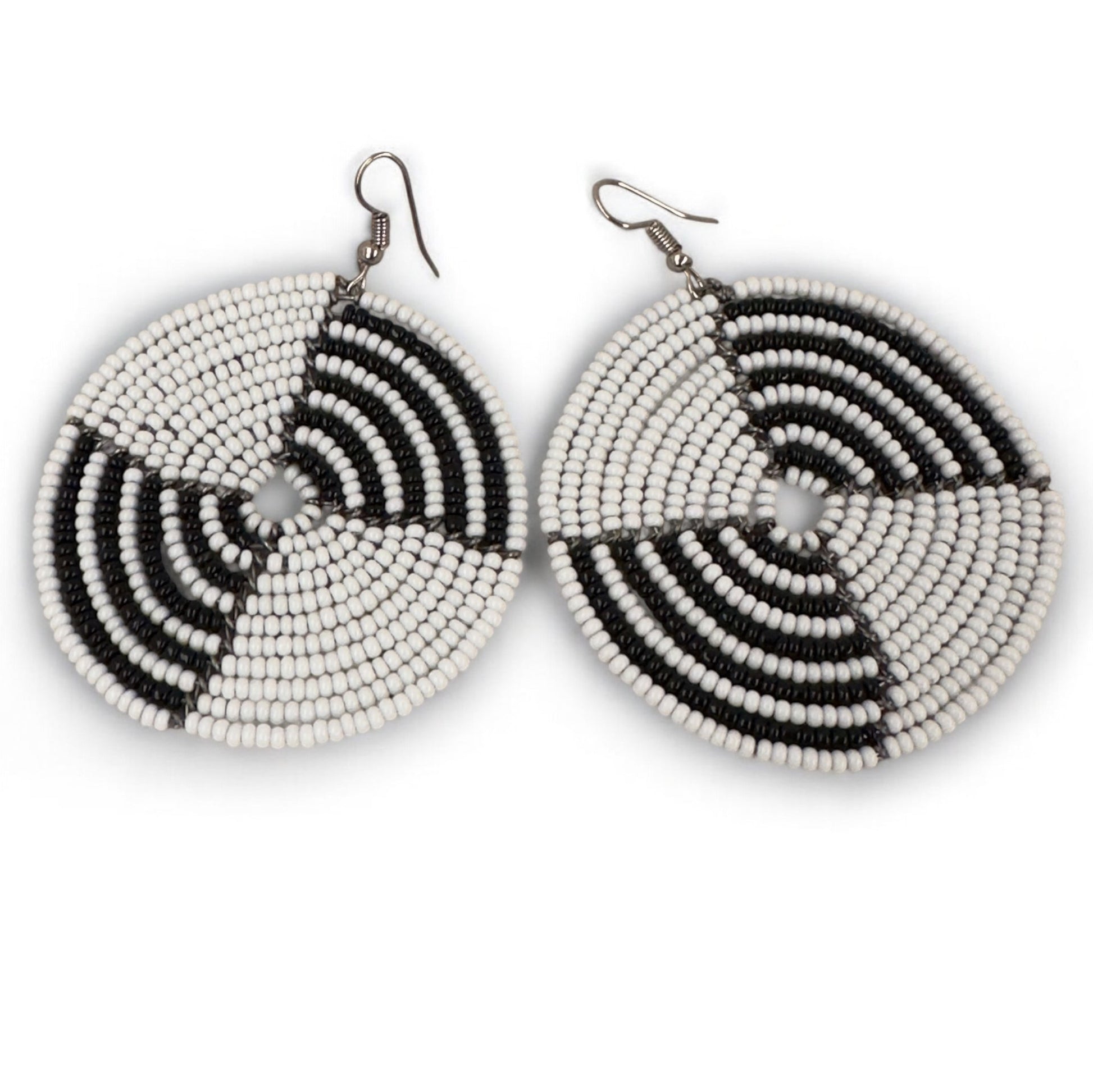 Authentic African White Beaded Dangle Earrings - Fatisha Boutique