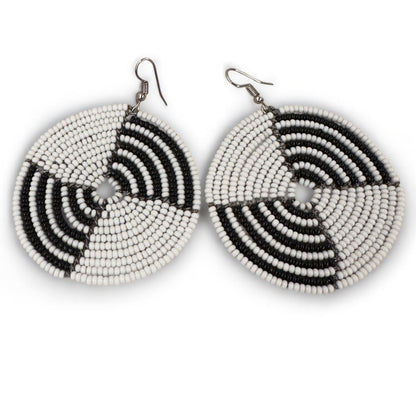 Authentic African White Beaded Dangle Earrings - Fatisha Boutique
