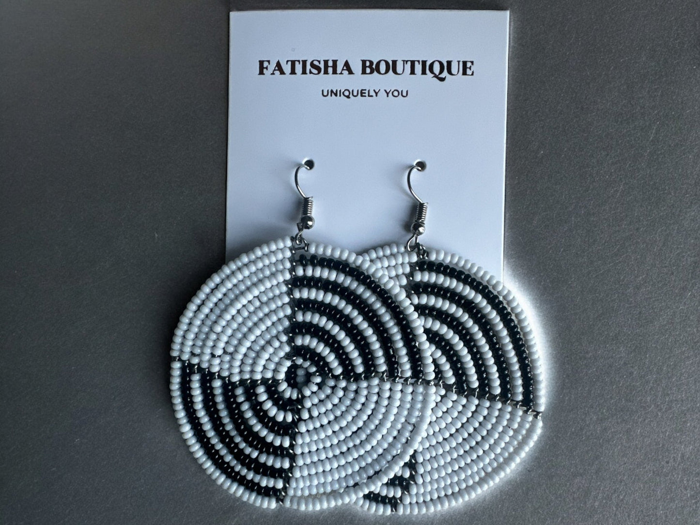 Authentic African White Beaded Dangle Earrings - Fatisha Boutique