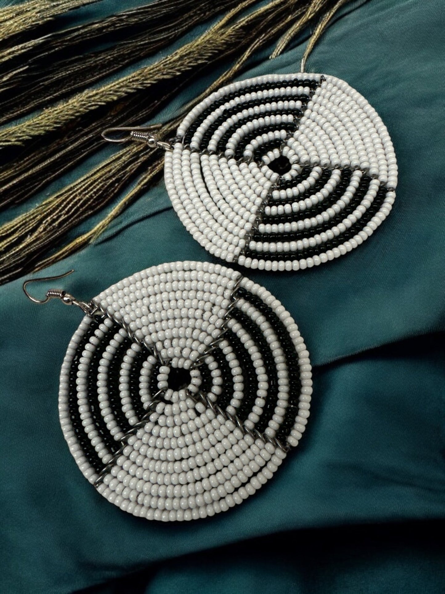 Authentic African White Beaded Dangle Earrings - Fatisha Boutique