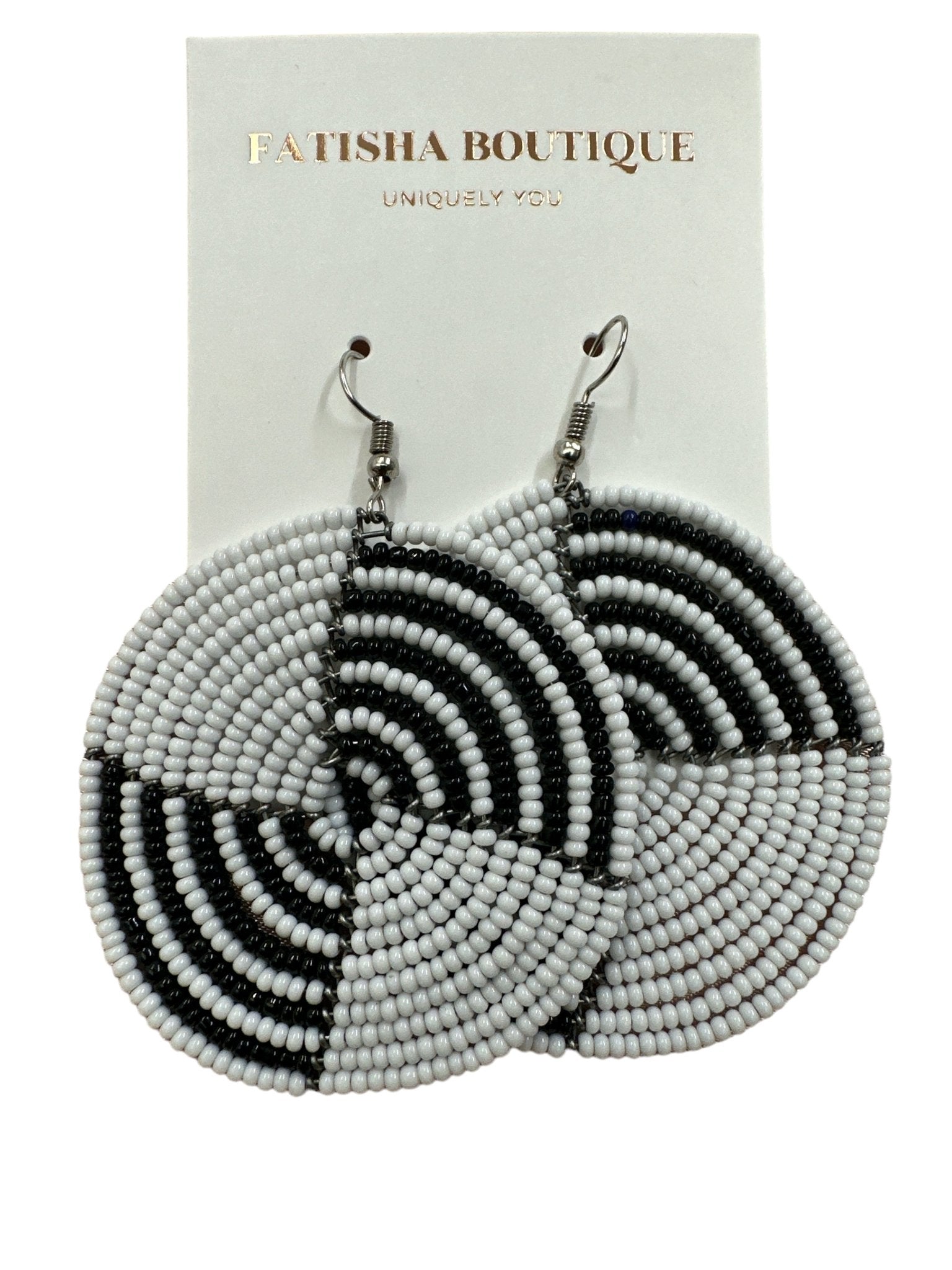 Authentic African White Beaded Dangle Earrings - Fatisha Boutique