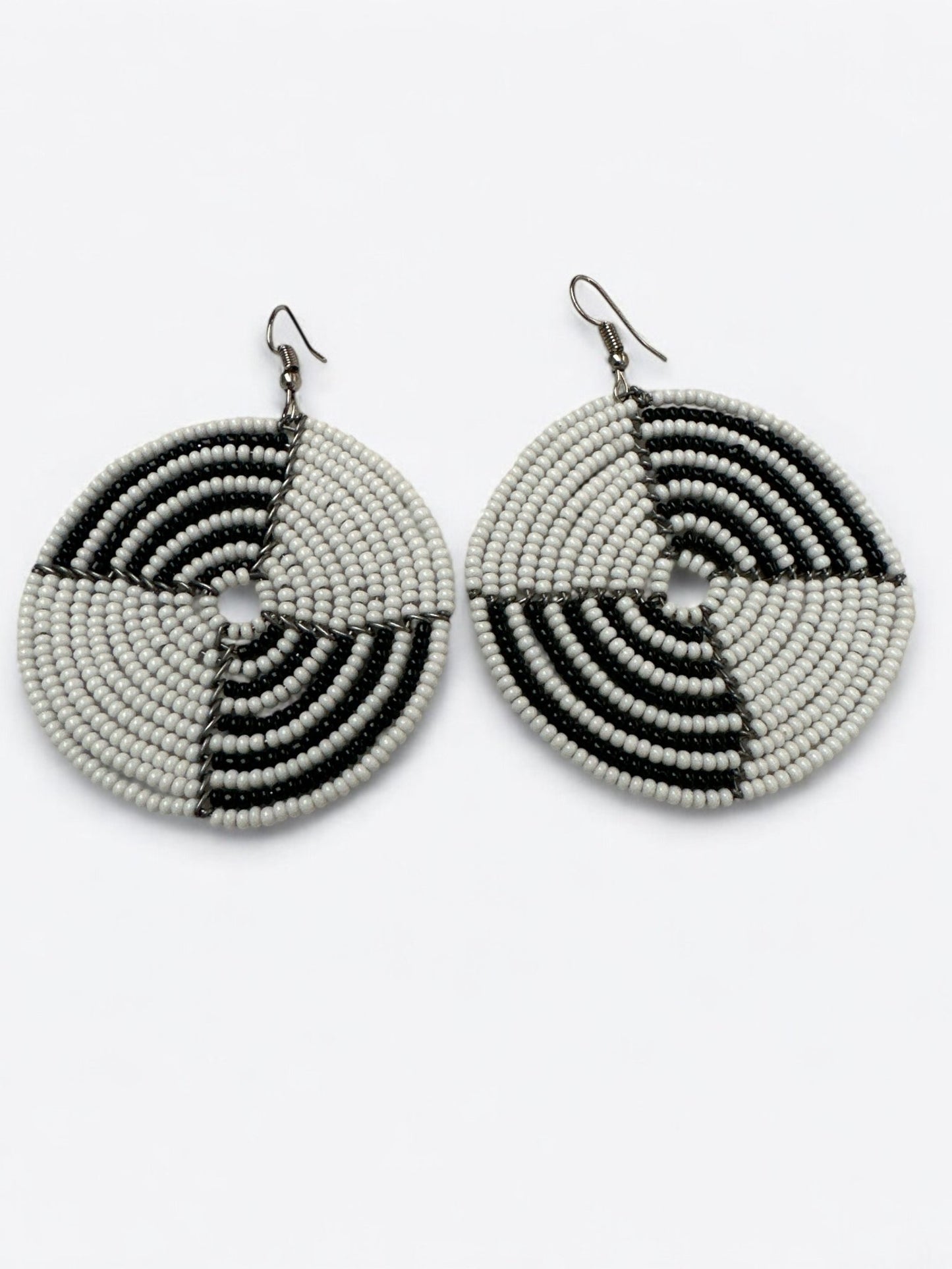 Authentic African White Beaded Dangle Earrings - Fatisha Boutique