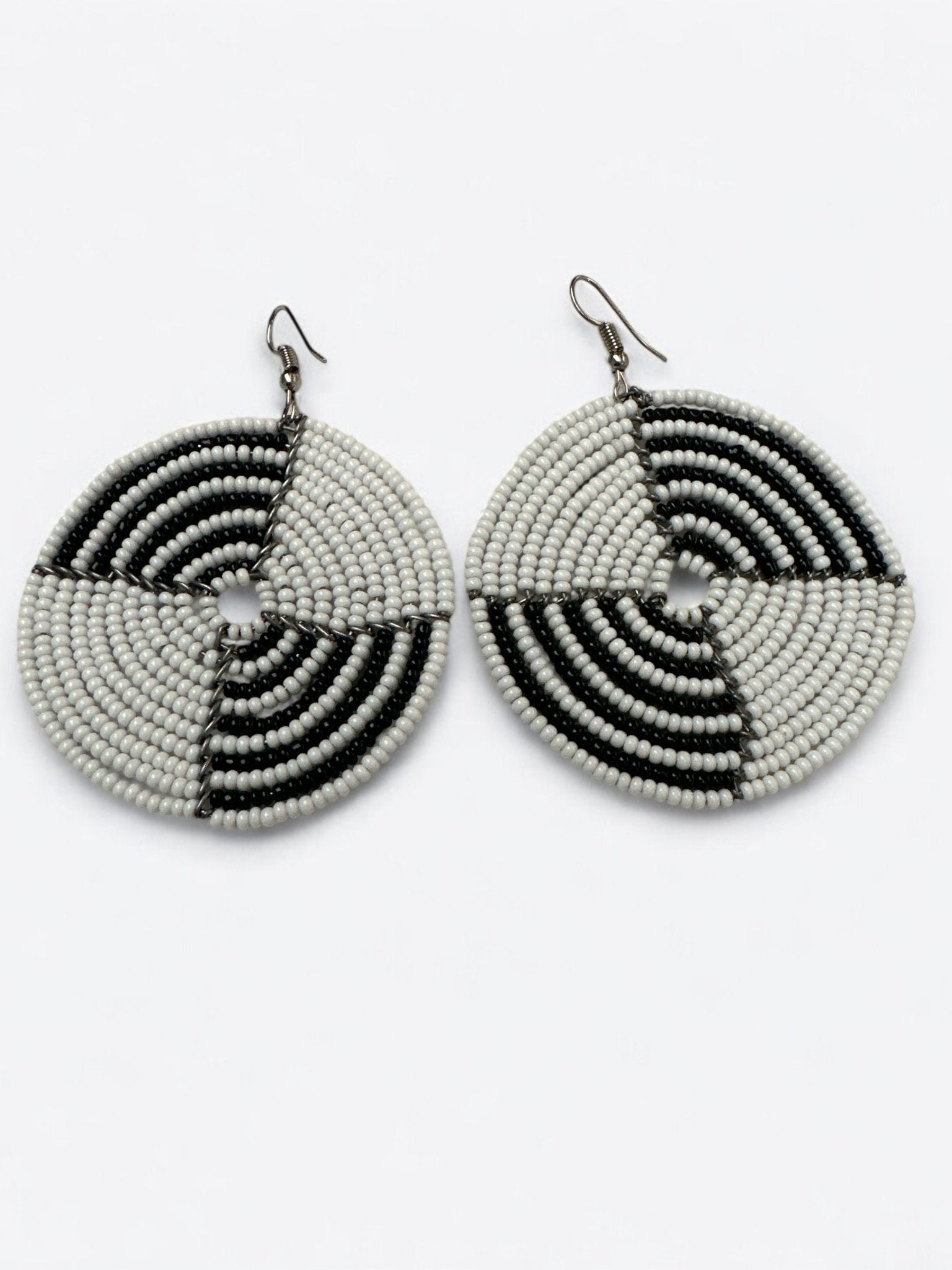 Authentic African White Beaded Dangle Earrings - Fatisha Boutique