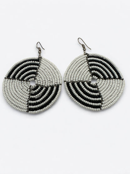Authentic African White Beaded Dangle Earrings - Fatisha Boutique