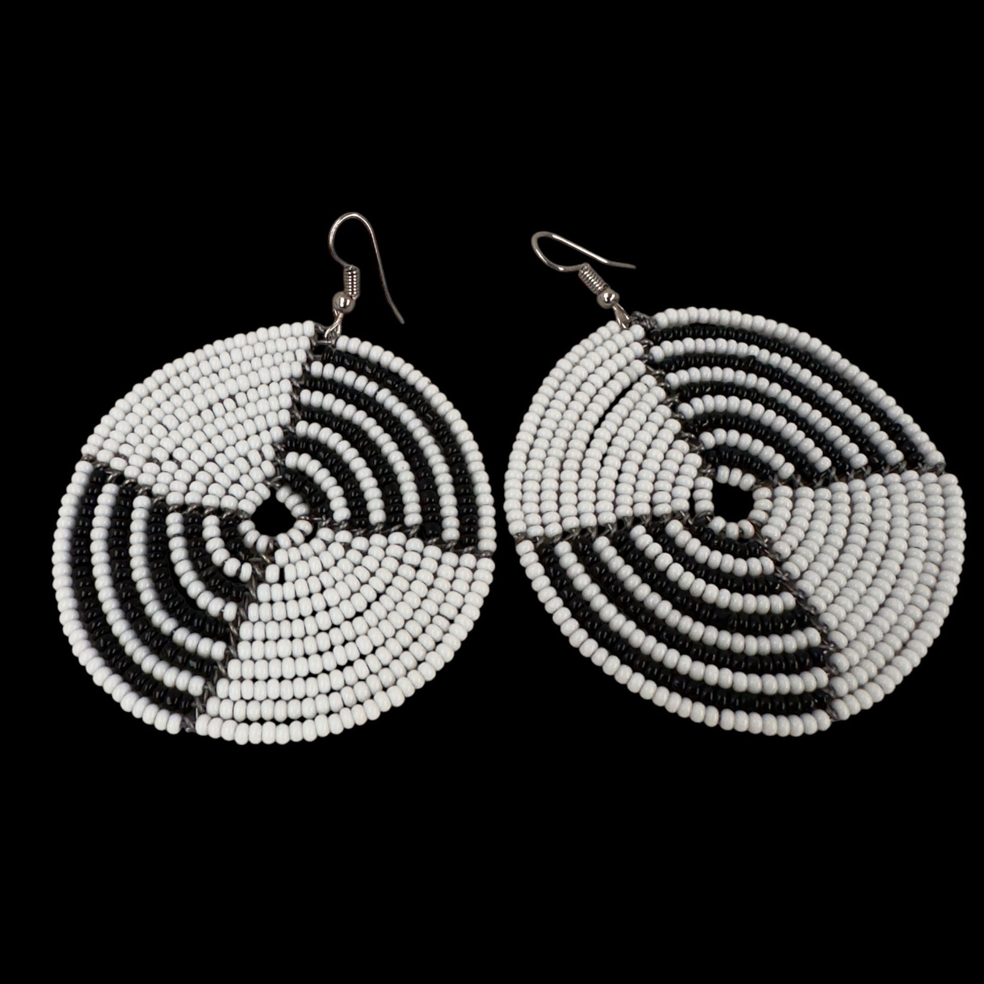 Authentic African White Beaded Dangle Earrings - Fatisha Boutique